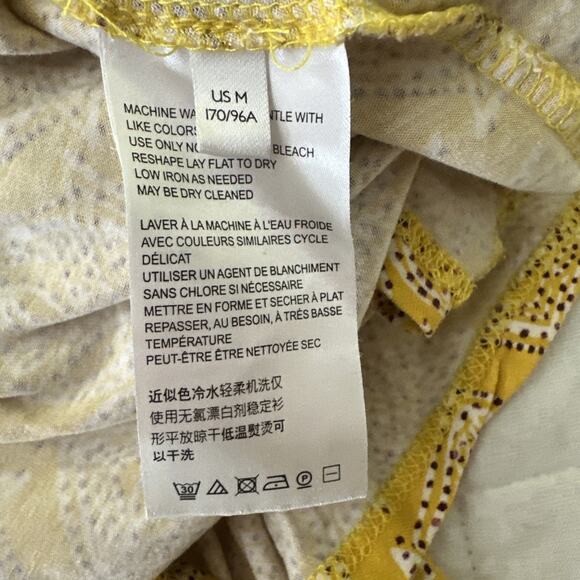 MAEVE ANTHROPOLOGIE Dress Medium Yellow Fete Midi Faux Wrap Feminine Casual - Picture 7 of 12